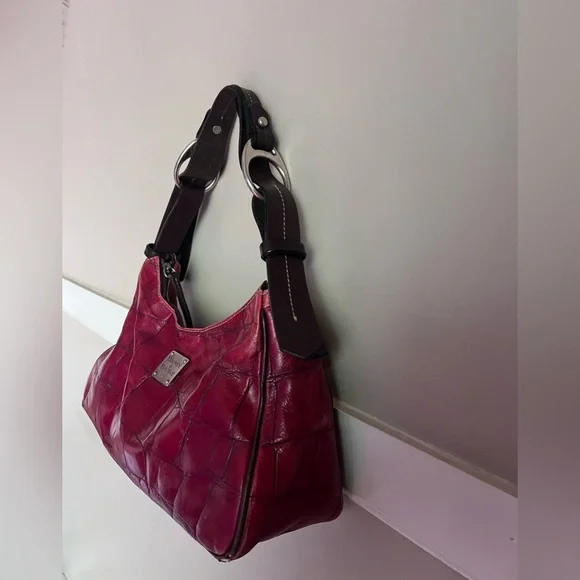 Dooney & Bourke Cranberry Croc-Embossed Leather Shoulder Bag - Picture 4 of 6